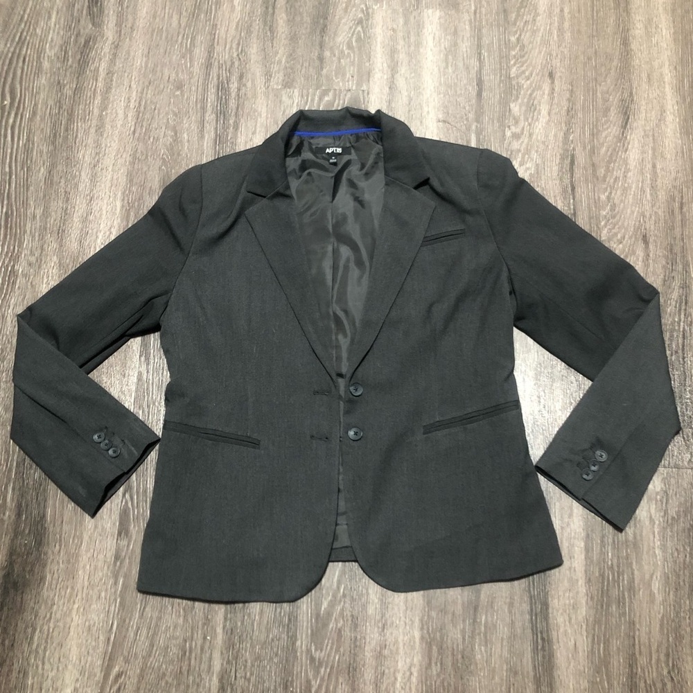 Apt. 9 Grey One-Button Tailored Blazer | Size 14 | Professional Career Stretch
